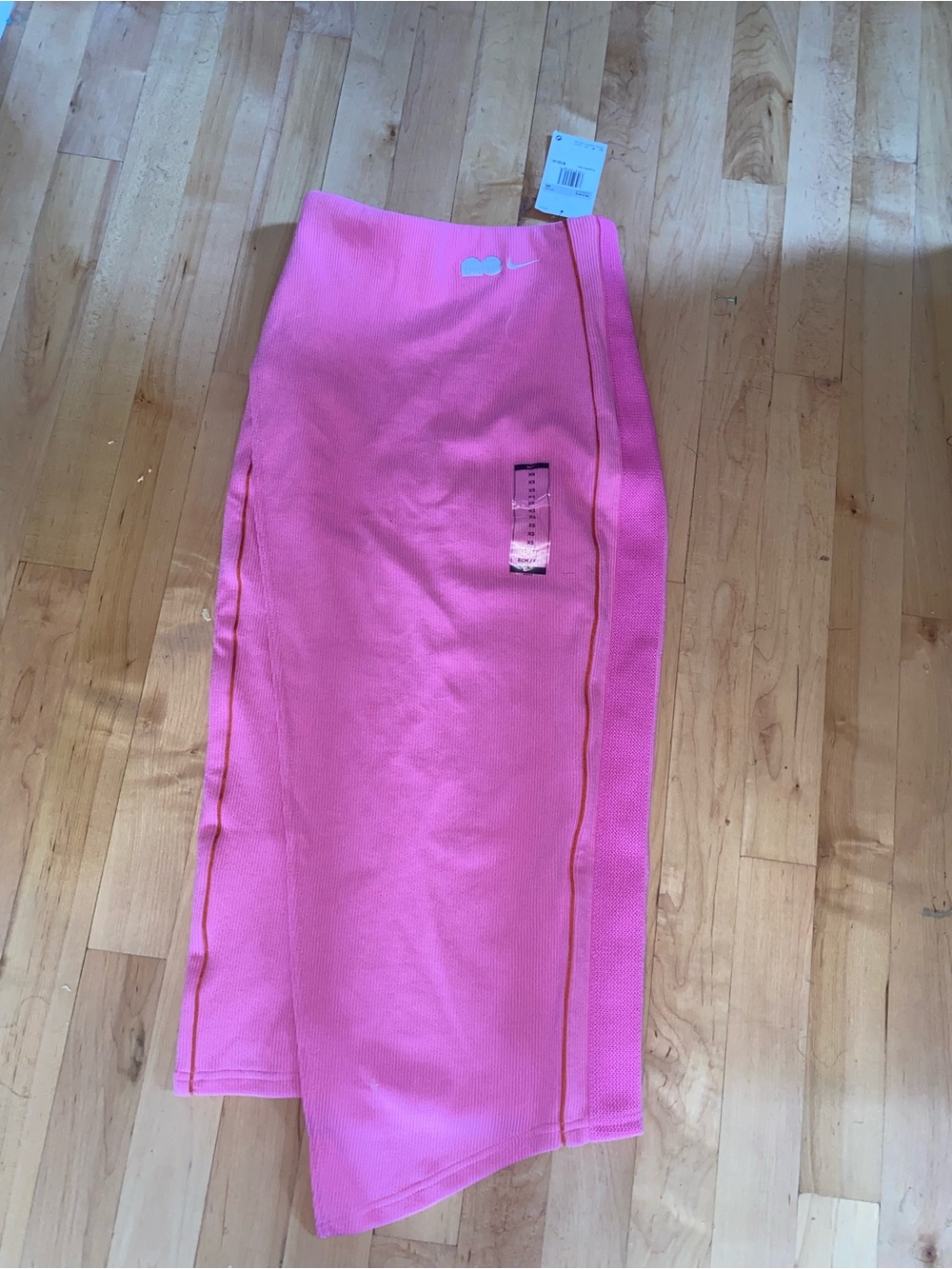 Nike Pink Midi Skirt with Side Seam Detail orange and bubble gum pink